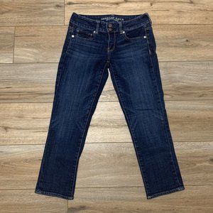 Women's American Eagle Denim Jeans Size 4 Regular Artist Crop Stretch Blue